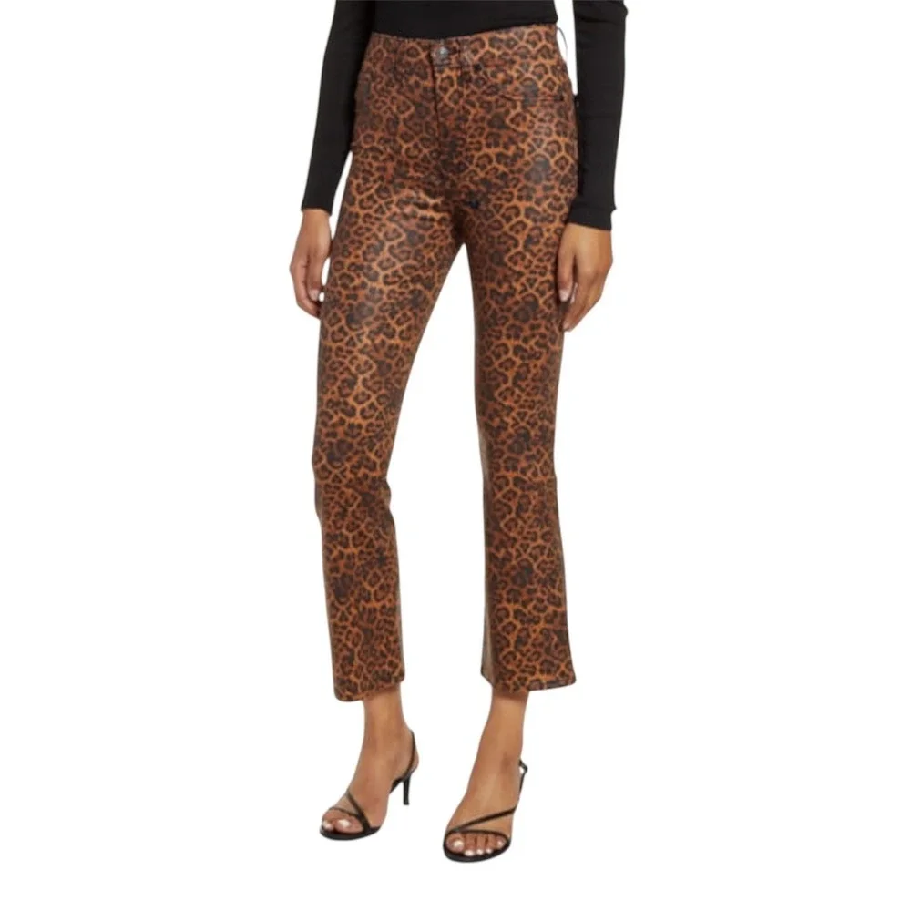 7 For All Mankind Womens‎ Leopard Print High Waist Slim Kick Jeans Size 26 NWT